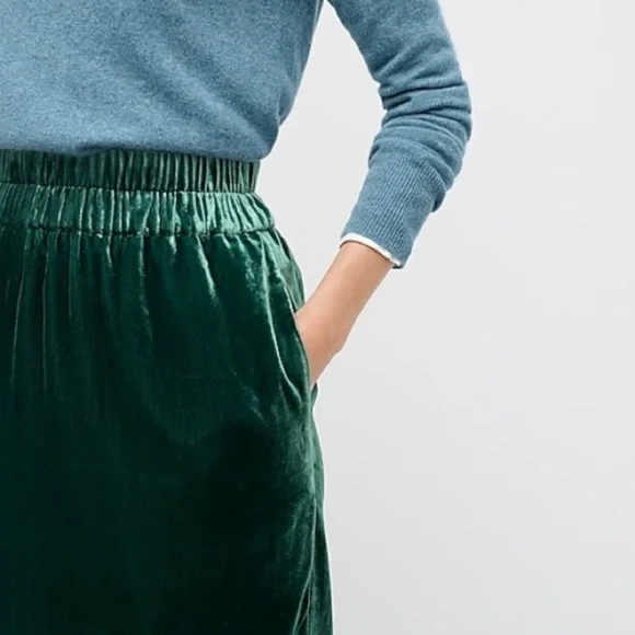 J.Crew Velvet Pull-On Skirt Green Size Medium NWT New - Picture 2 of 15